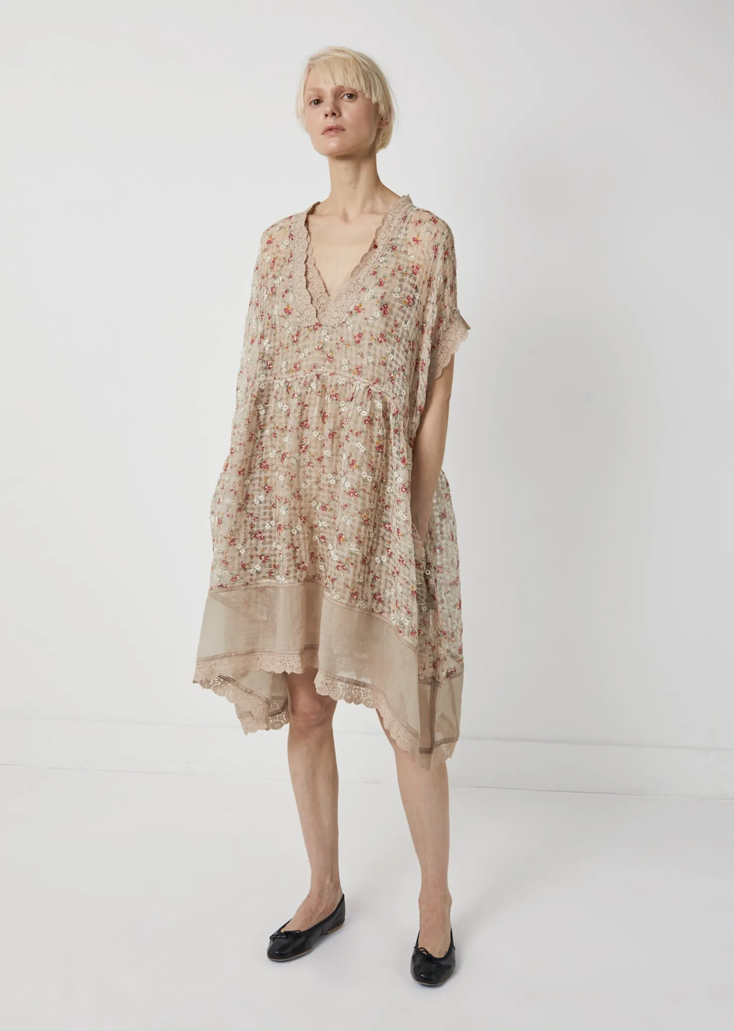 Linen Silk Print Dress