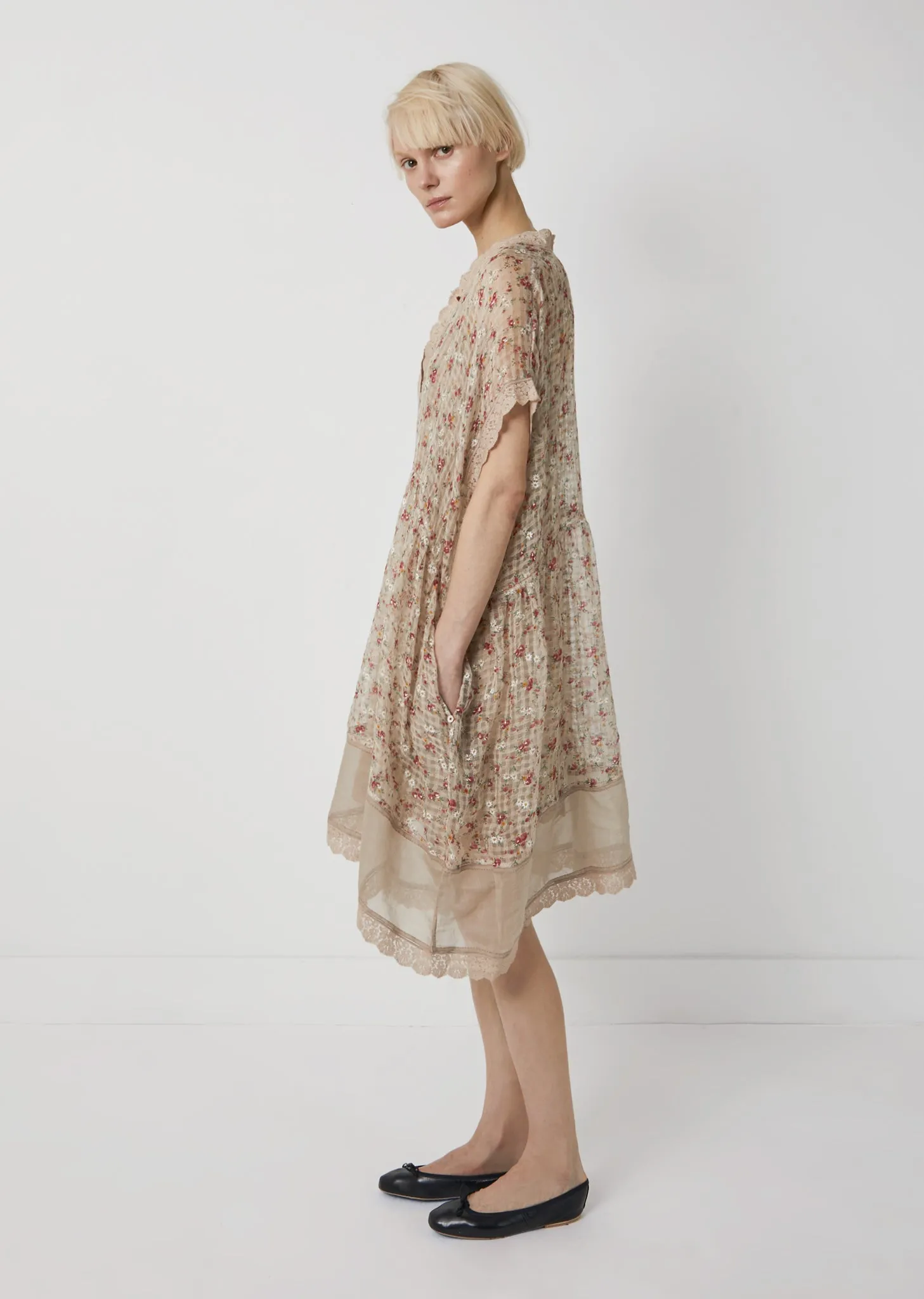 Linen Silk Print Dress