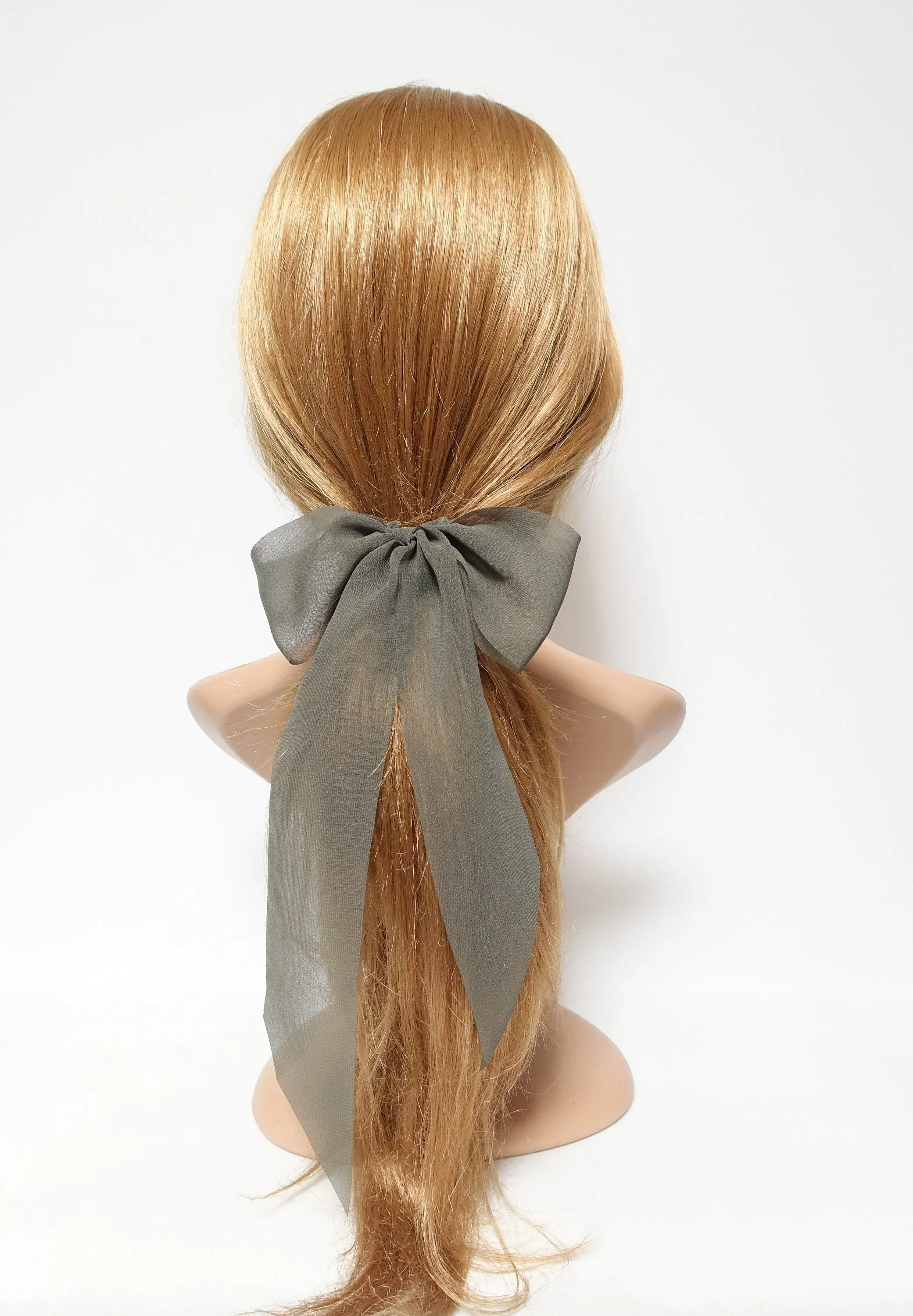 long tail chiffon bow knot scrunchies stylish hair tie scrunchy women hair accessory