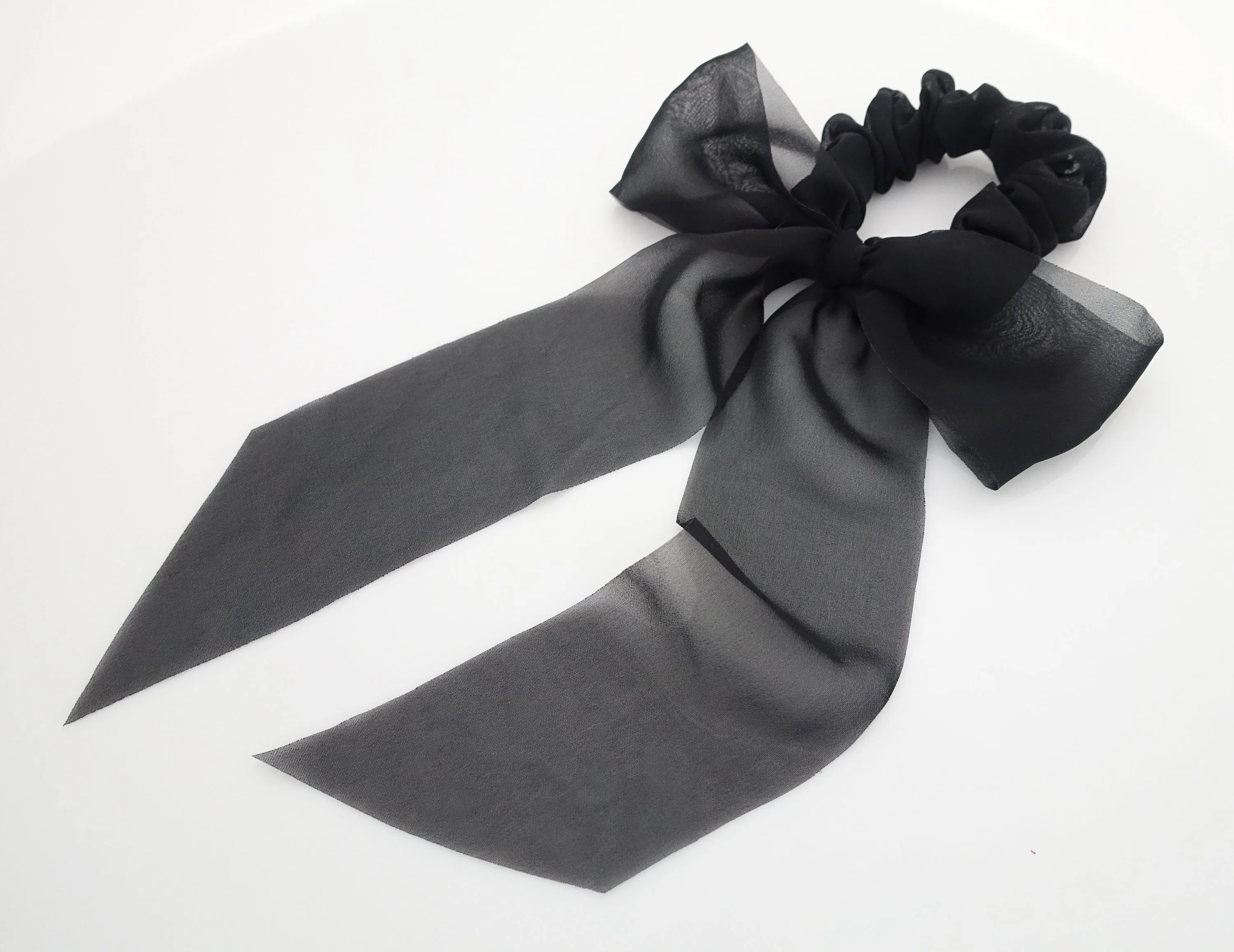 long tail chiffon bow knot scrunchies stylish hair tie scrunchy women hair accessory