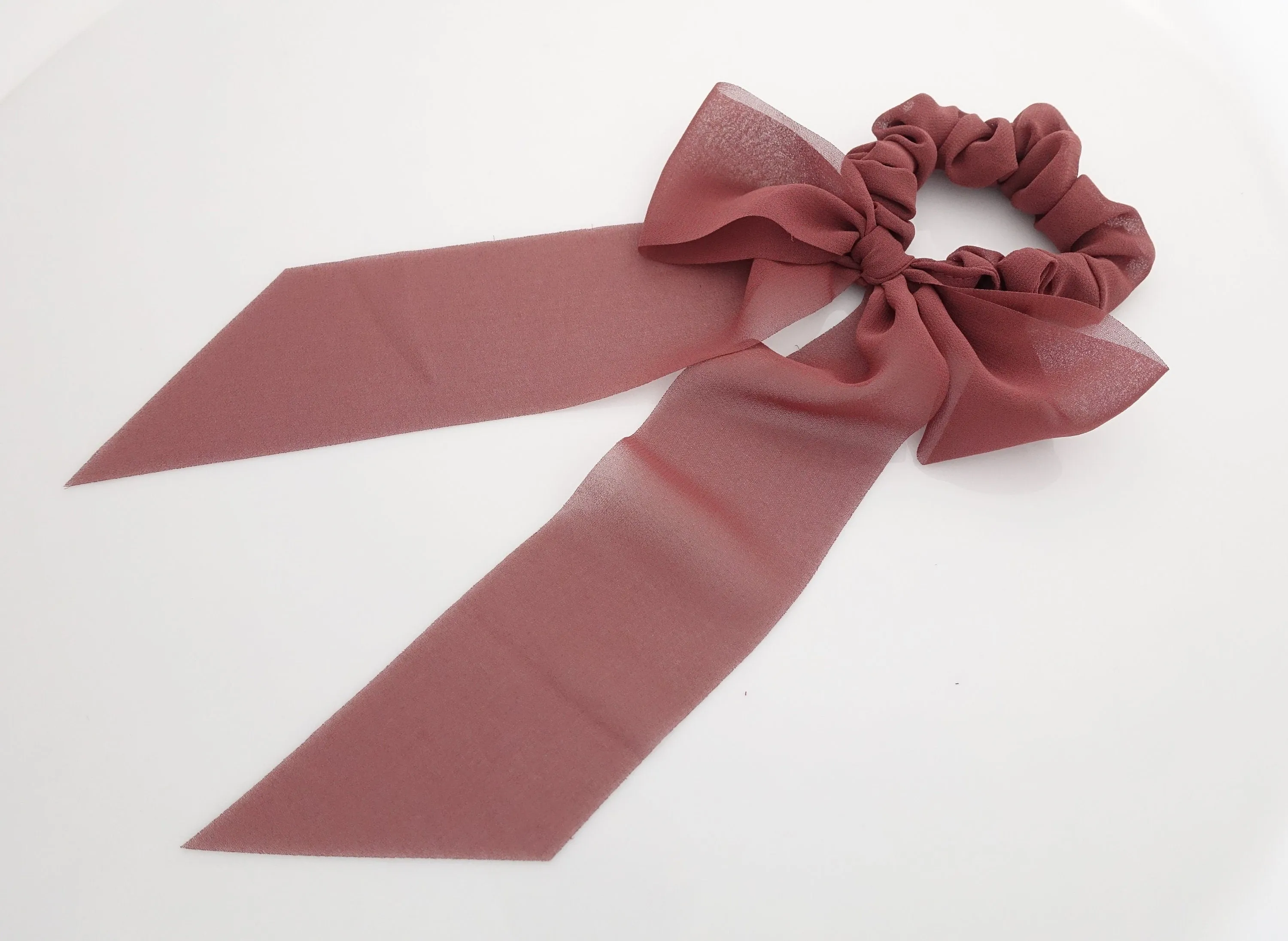 long tail chiffon bow knot scrunchies stylish hair tie scrunchy women hair accessory