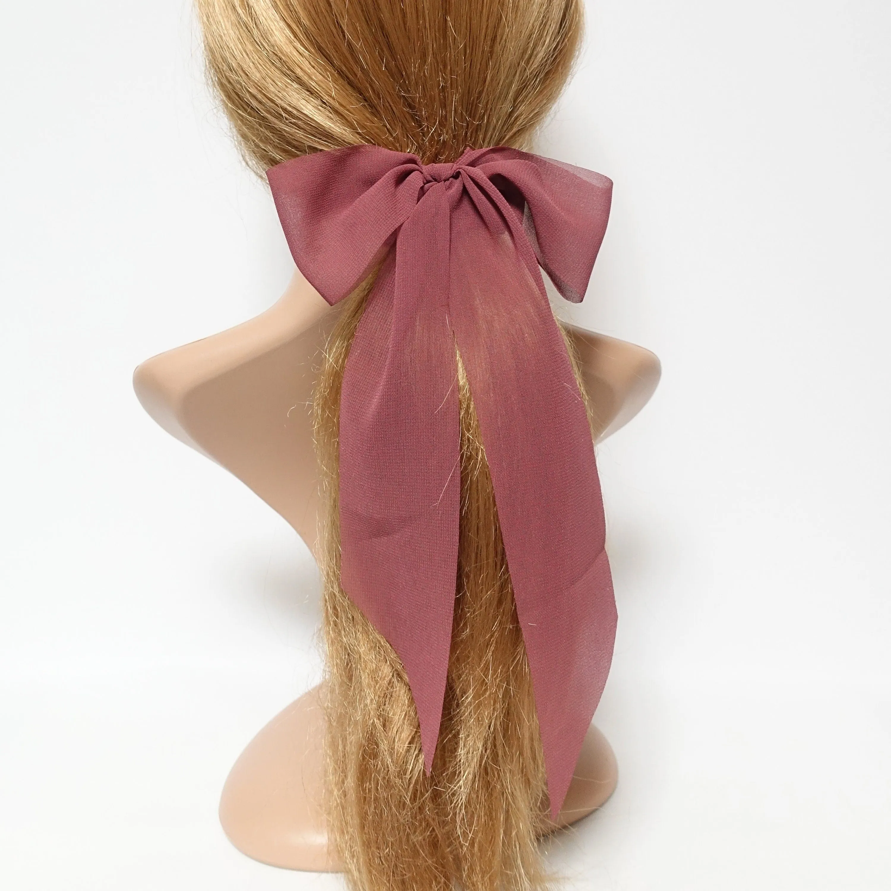 long tail chiffon bow knot scrunchies stylish hair tie scrunchy women hair accessory