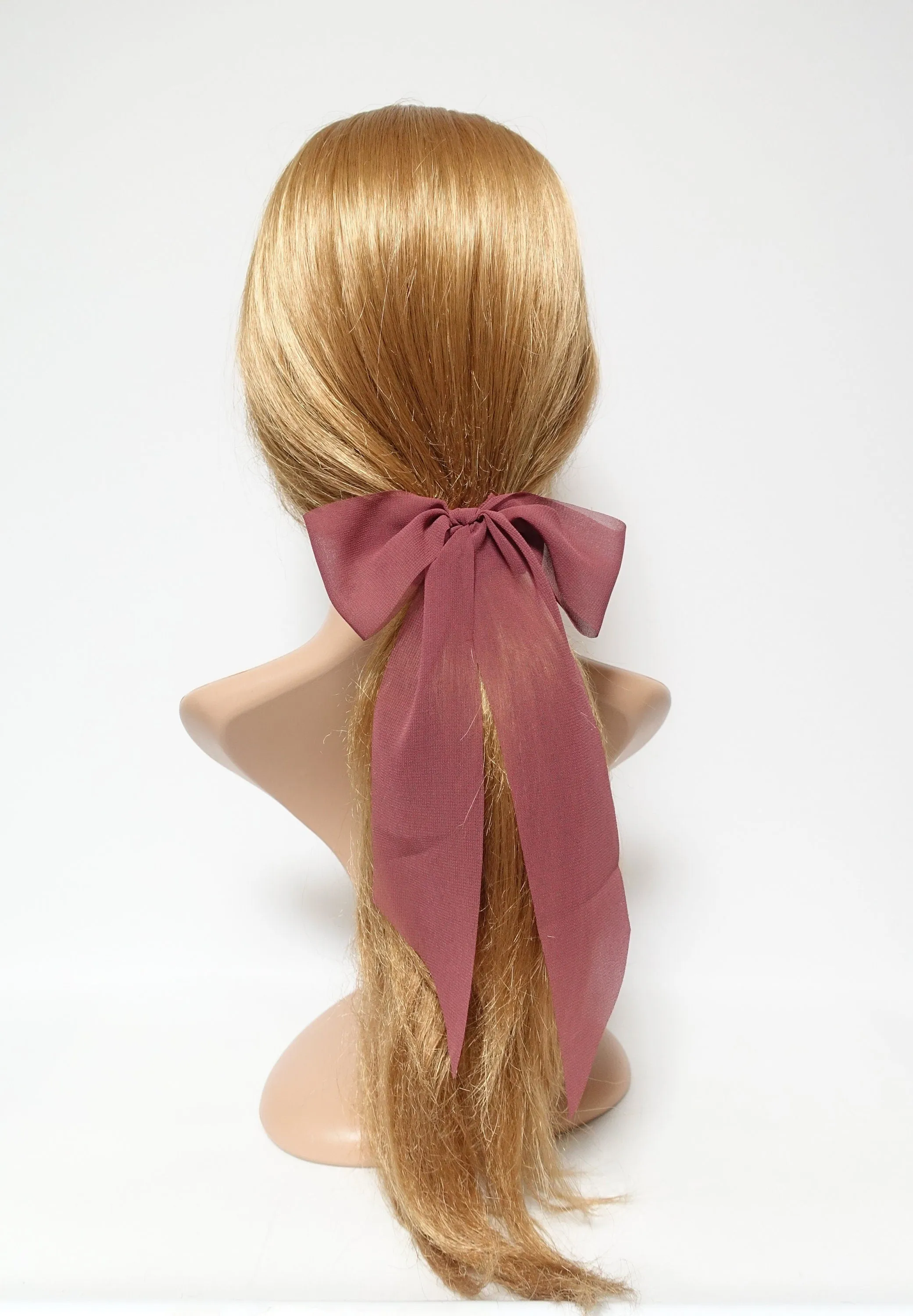 long tail chiffon bow knot scrunchies stylish hair tie scrunchy women hair accessory