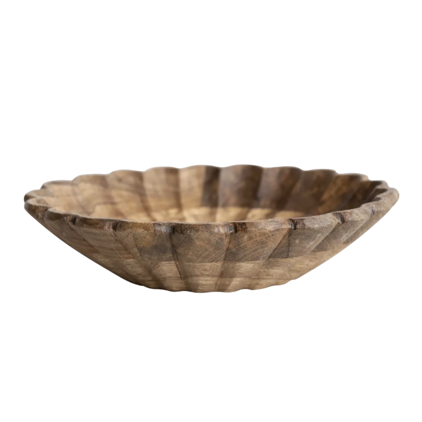 Mango Wood Scalloped Bowl