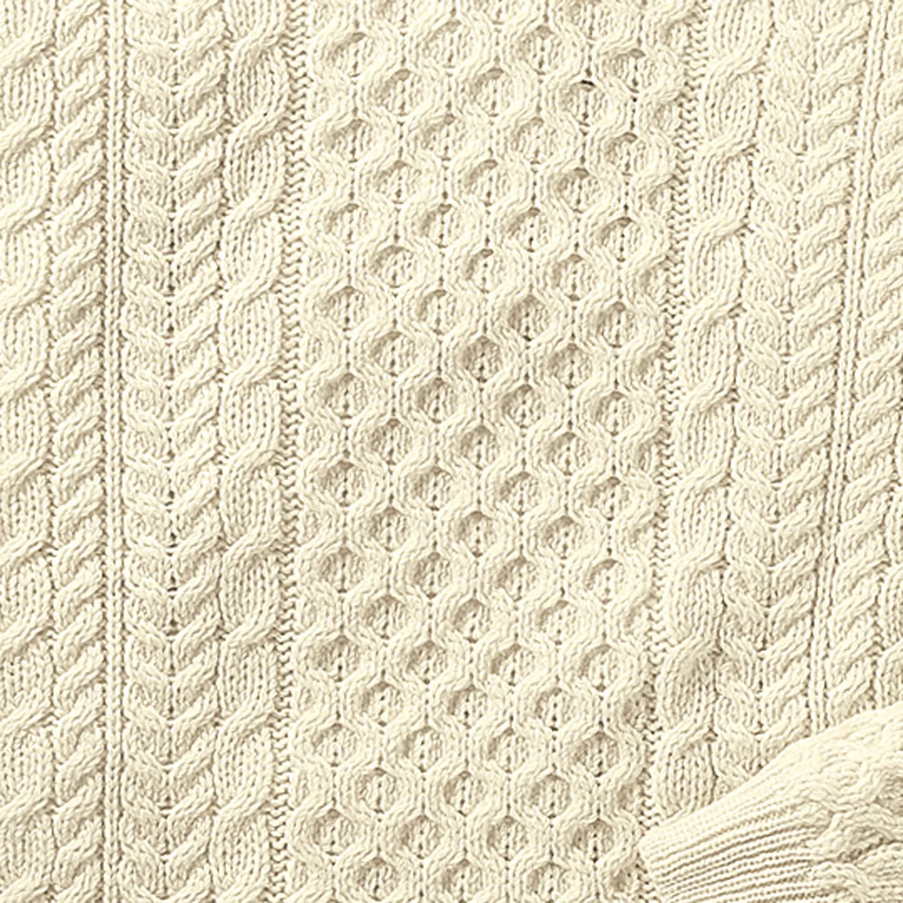 Men's Classic Crew Neck Aran Sweater- Cream