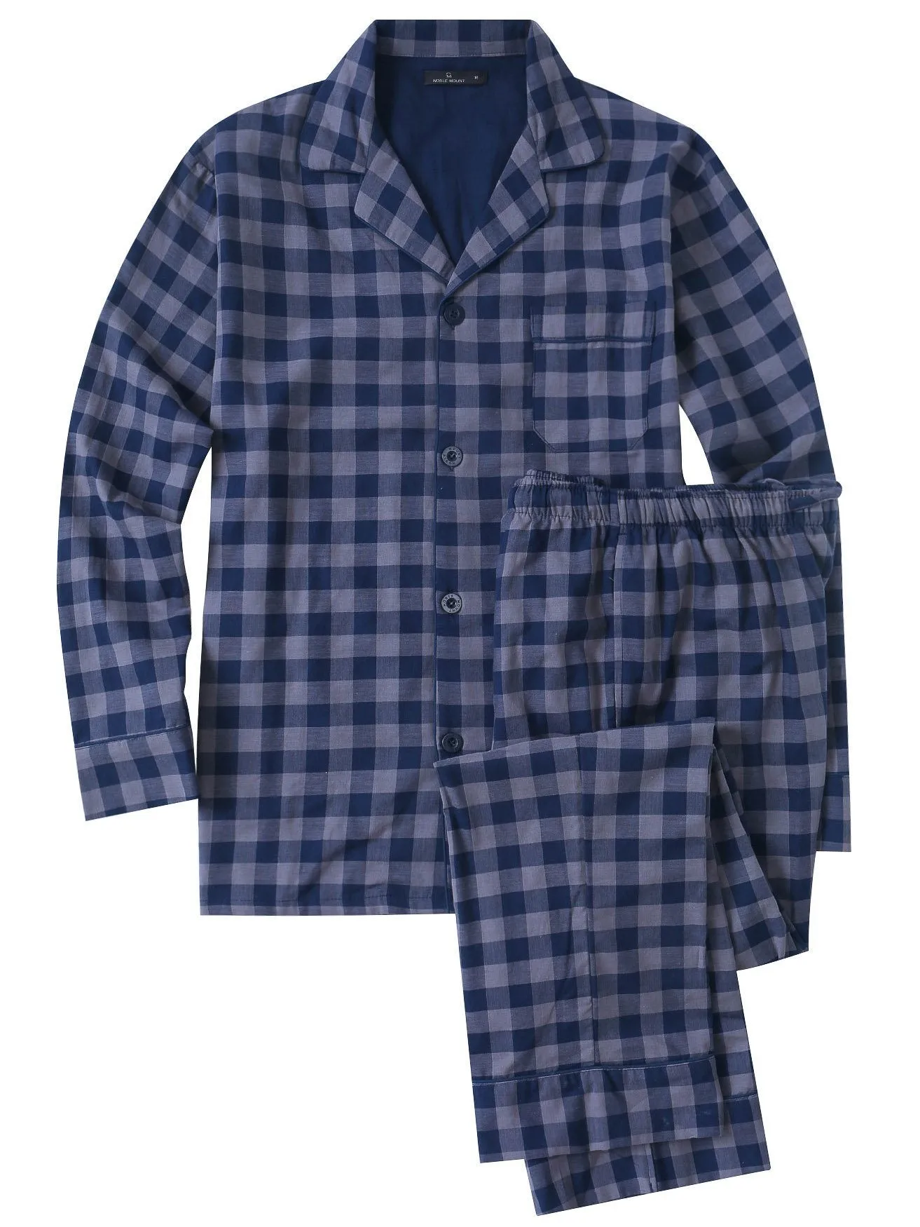 Mens Cotton Woven Double Layer Soft Pajama Sleepwear Set