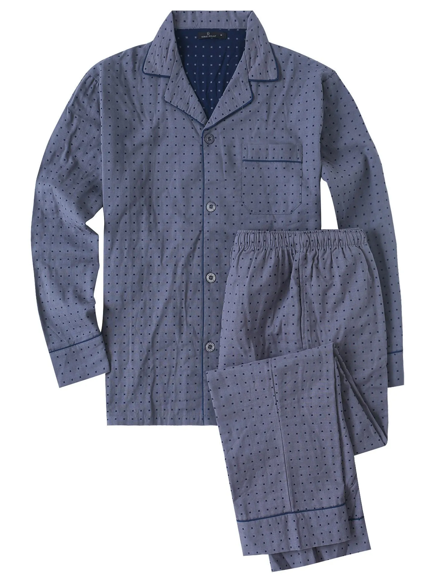 Mens Cotton Woven Double Layer Soft Pajama Sleepwear Set