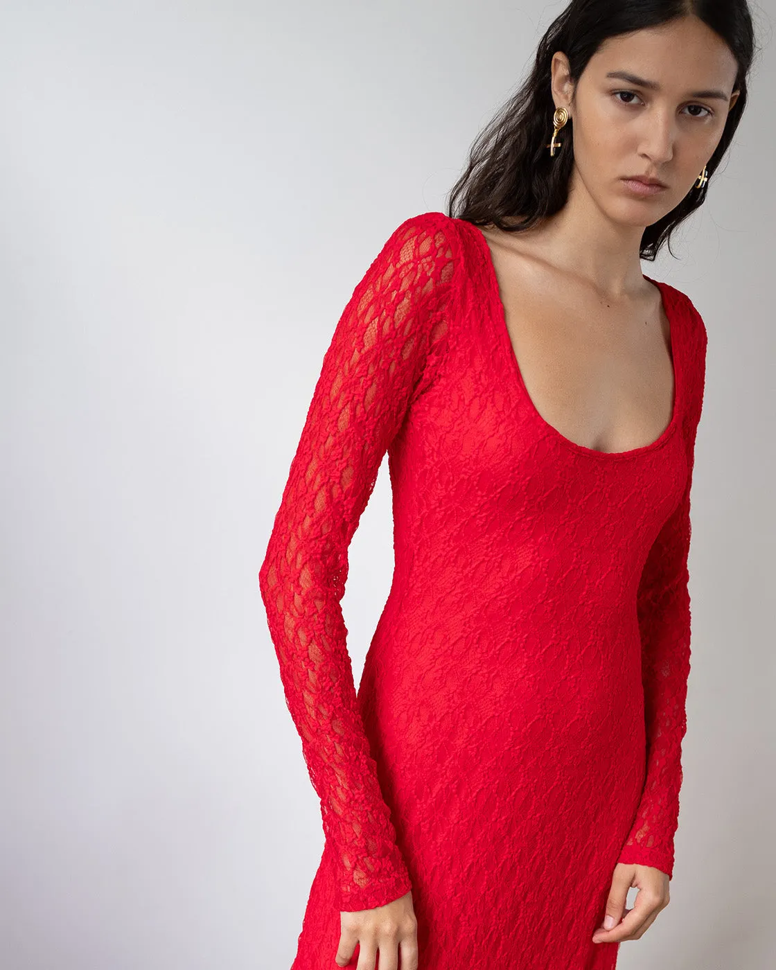 Mila Dress Lace Red