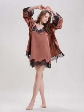 Mysthelle BROWN ROBE WITH CAMI DRESS