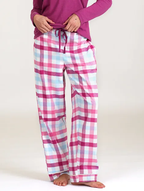 Organic Cotton Plaid Pant in Fuchsia