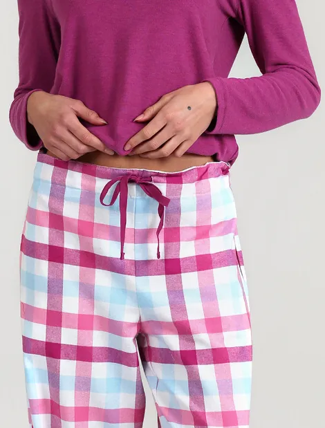 Organic Cotton Plaid Pant in Fuchsia