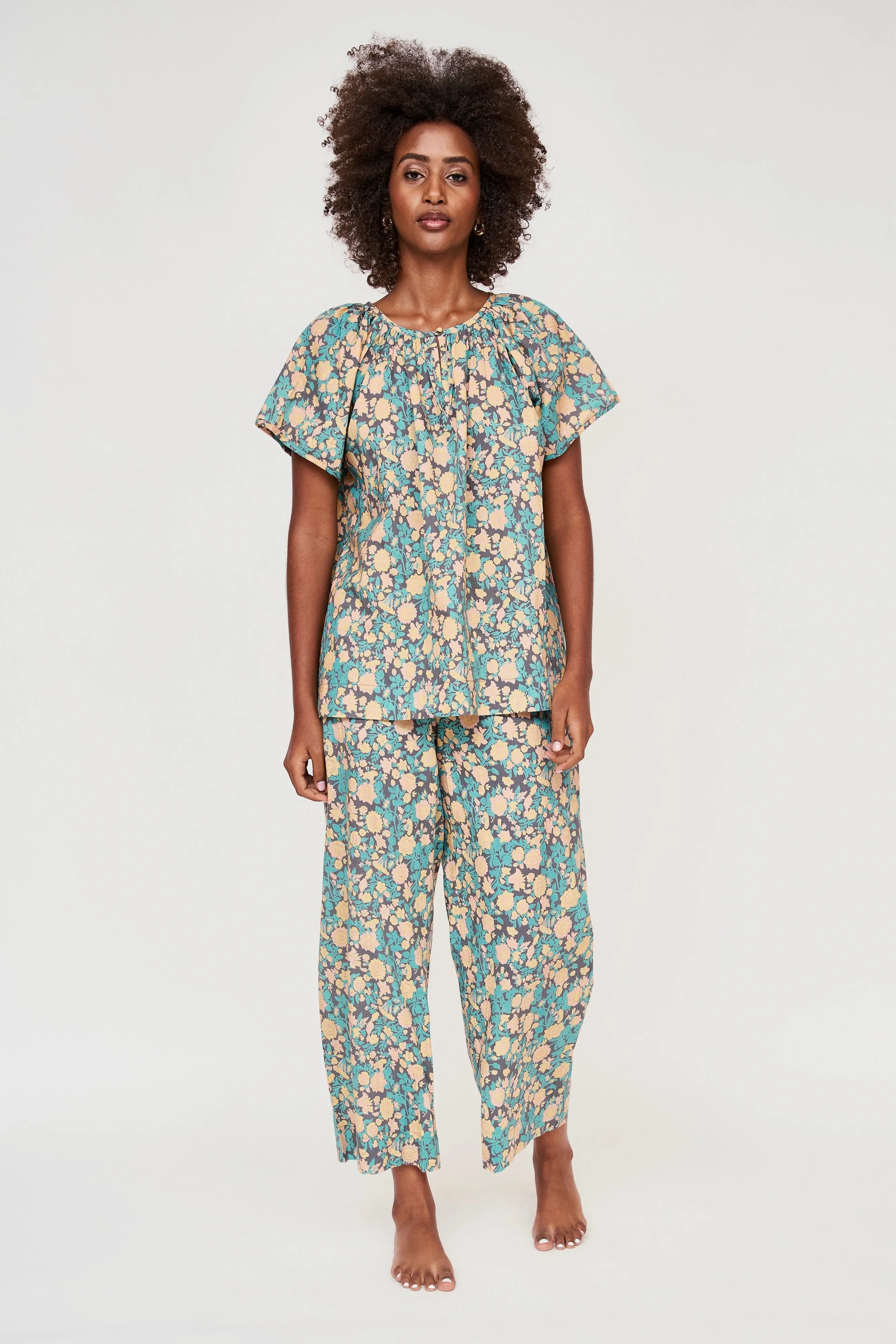 Pajama Pant Set in Onyx Bloom