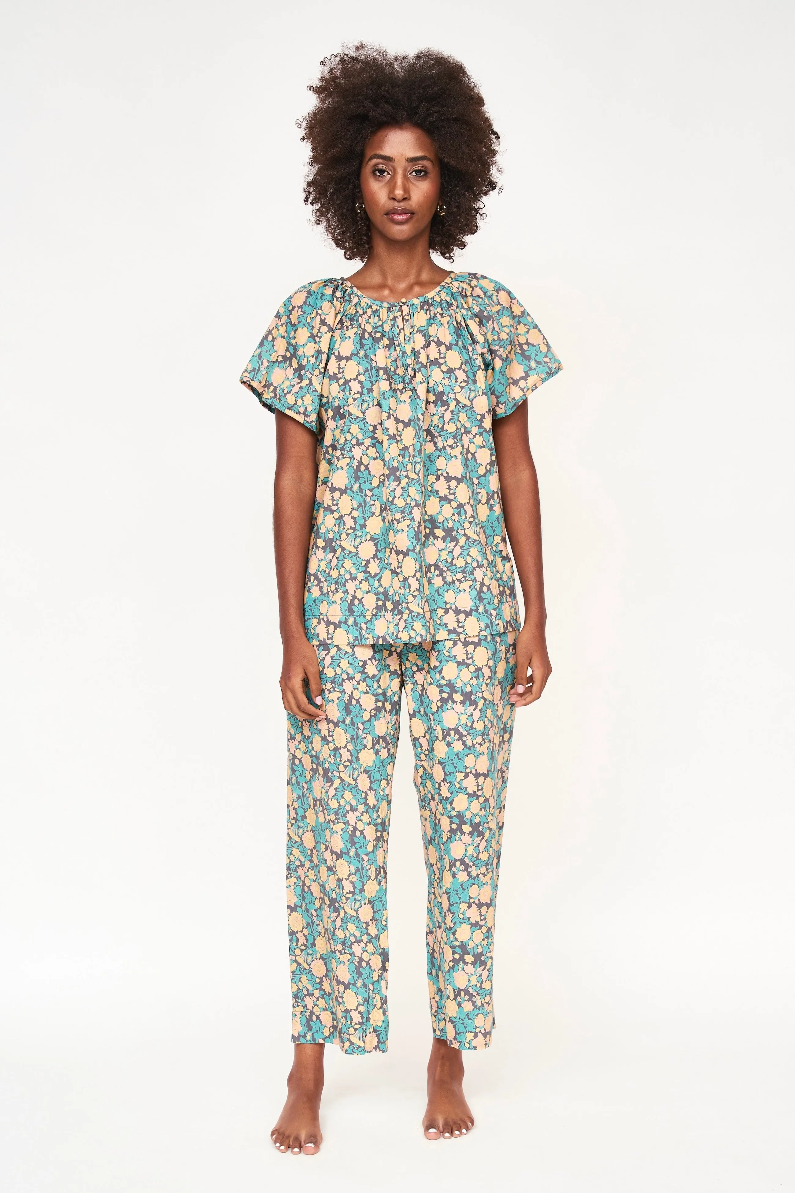 Pajama Pant Set in Onyx Bloom