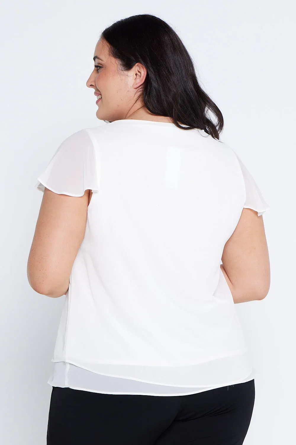 Phoebe Chiffon Top - Ivory