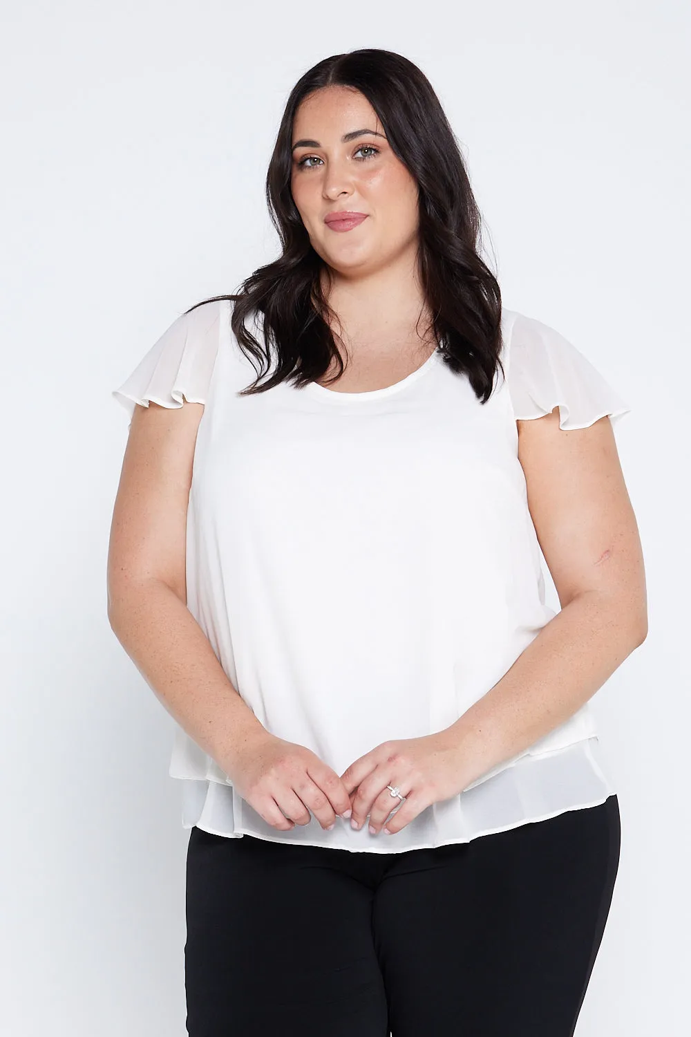 Phoebe Chiffon Top - Ivory