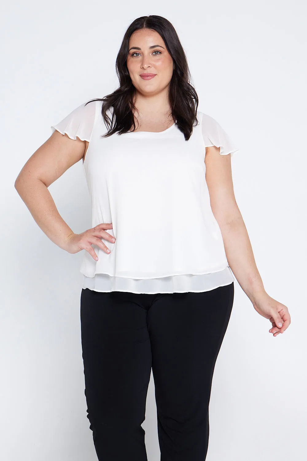 Phoebe Chiffon Top - Ivory