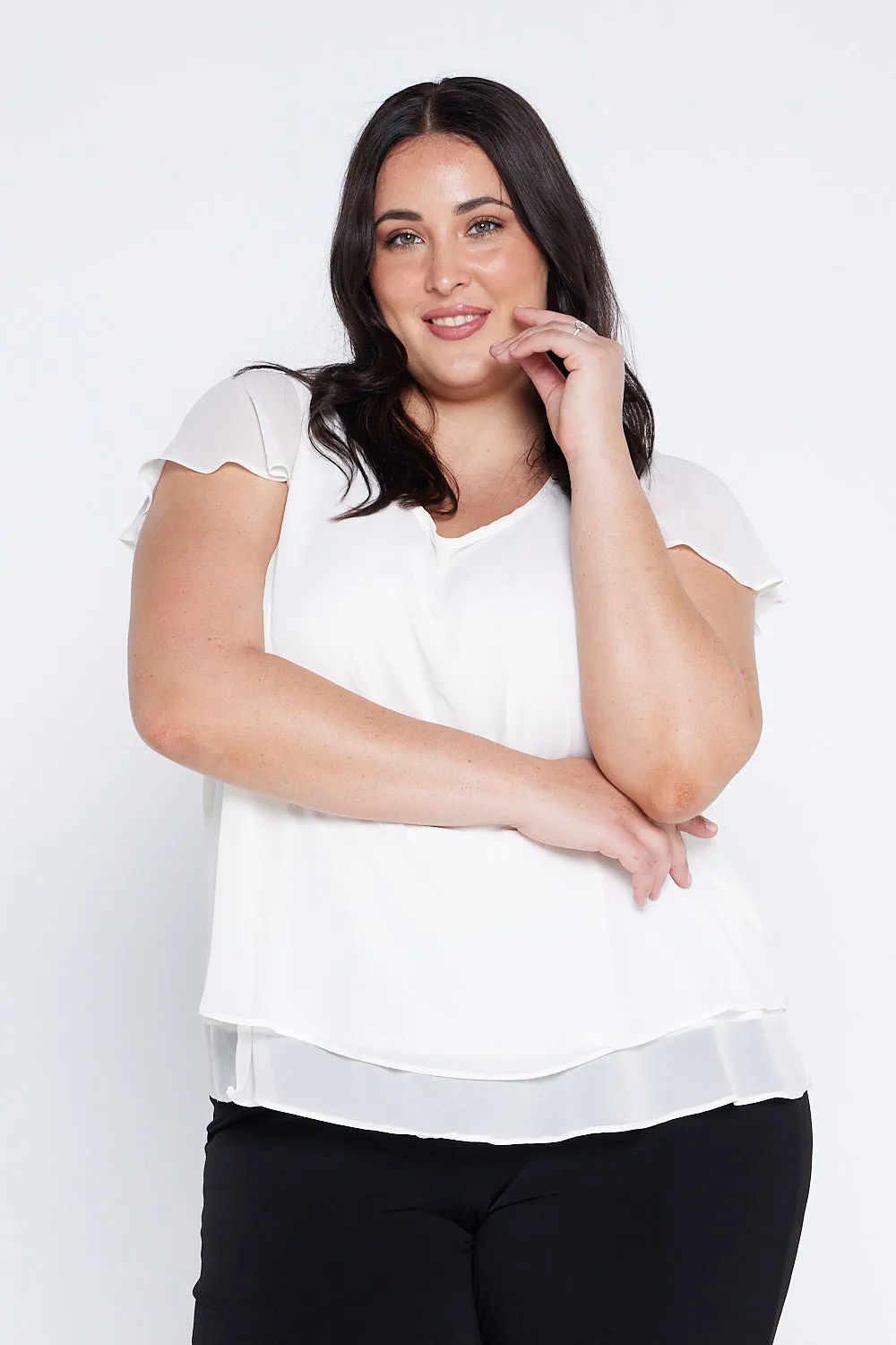 Phoebe Chiffon Top - Ivory