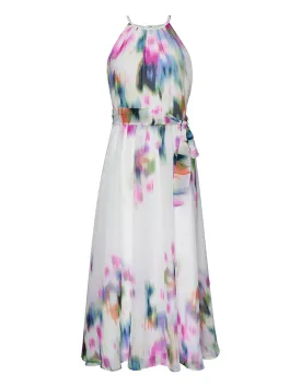 Printed Crinkle Chiffon Halter Dress