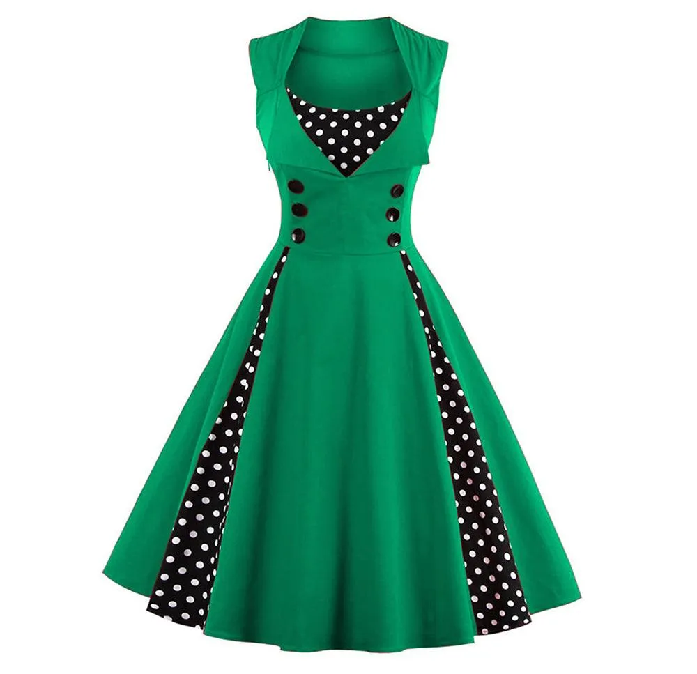 RETRO  POLKA DOT A-LINE DRESS