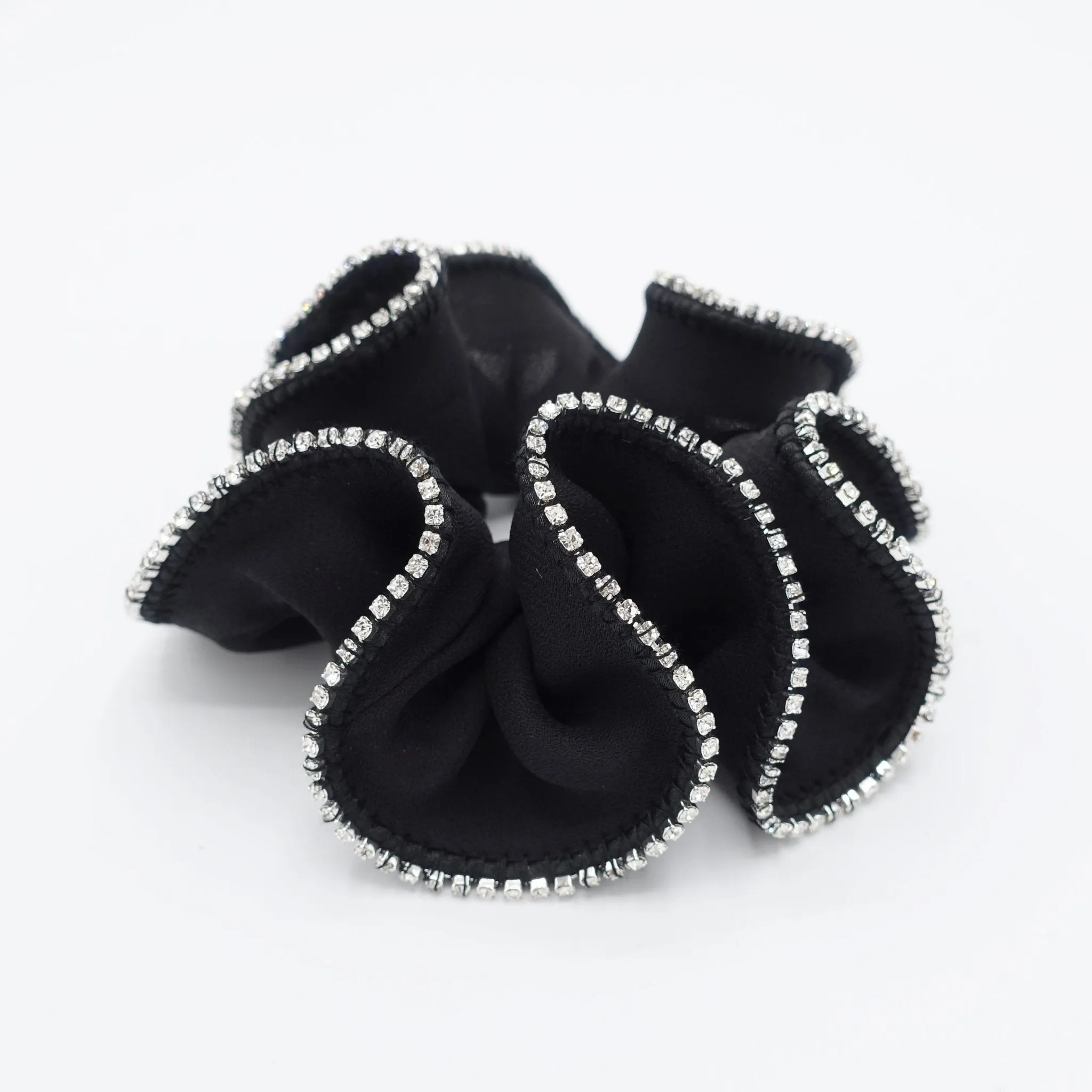 rhinestone edge chiffon scrunchies crystal decorated hair elastic scrunchie for women