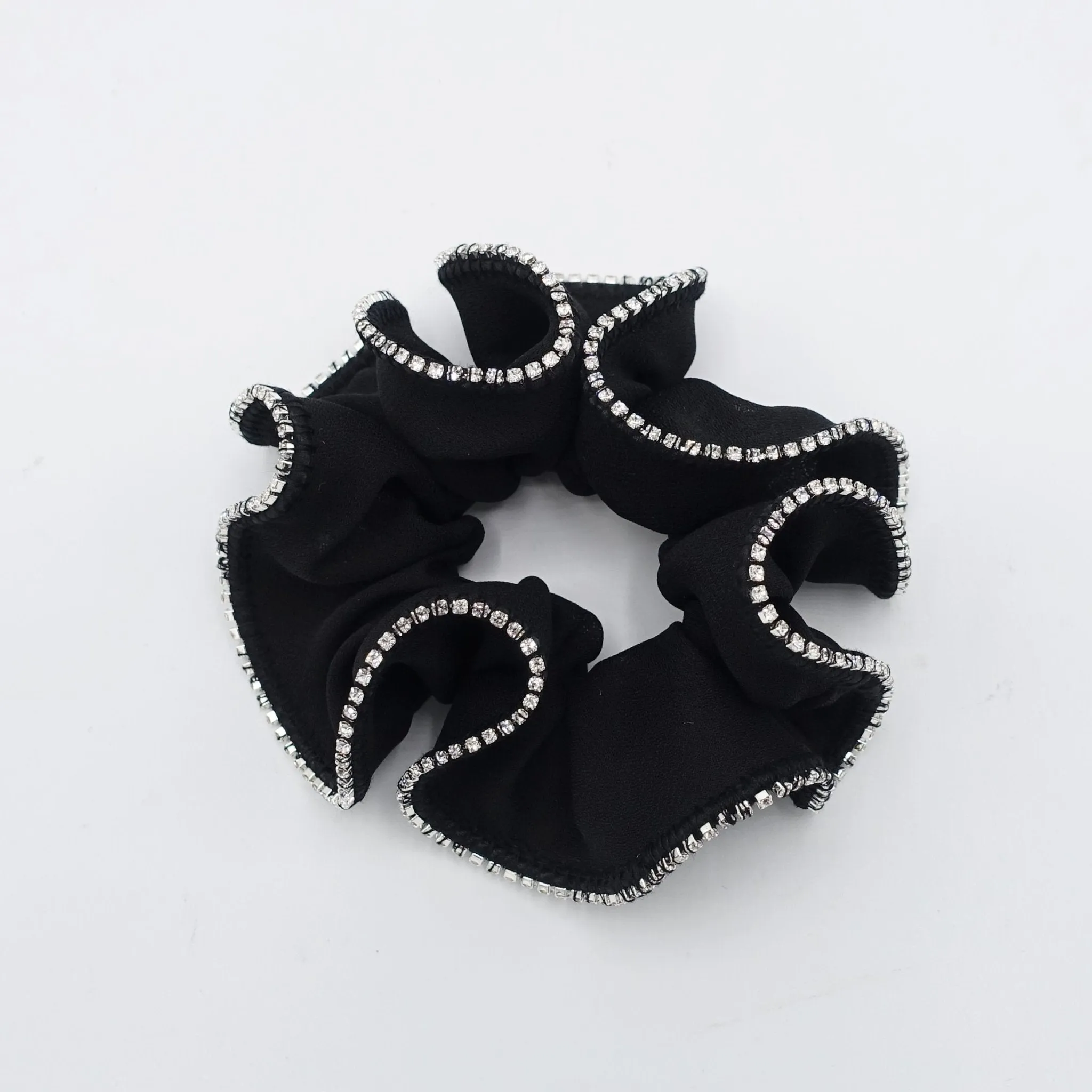 rhinestone edge chiffon scrunchies crystal decorated hair elastic scrunchie for women