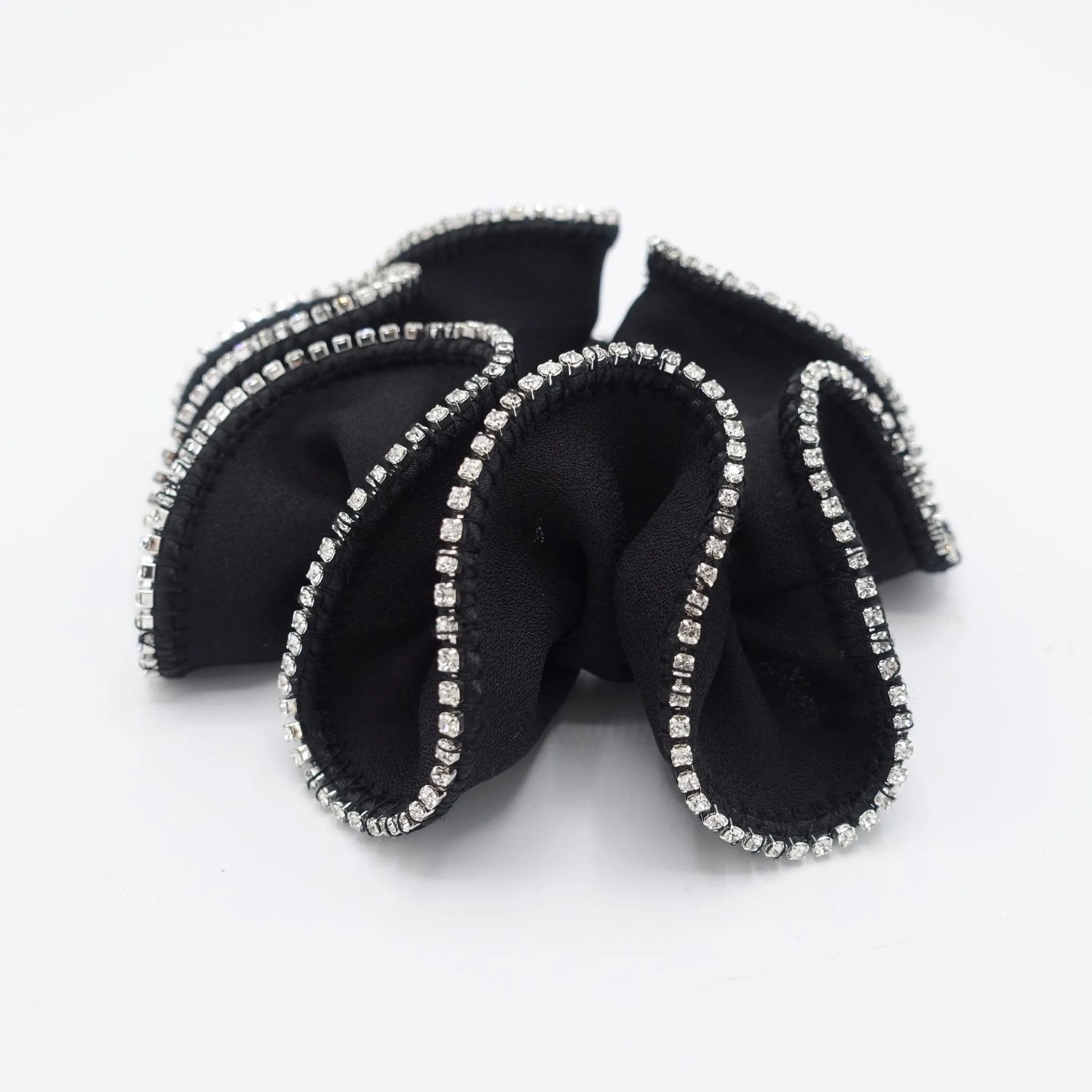 rhinestone edge chiffon scrunchies crystal decorated hair elastic scrunchie for women