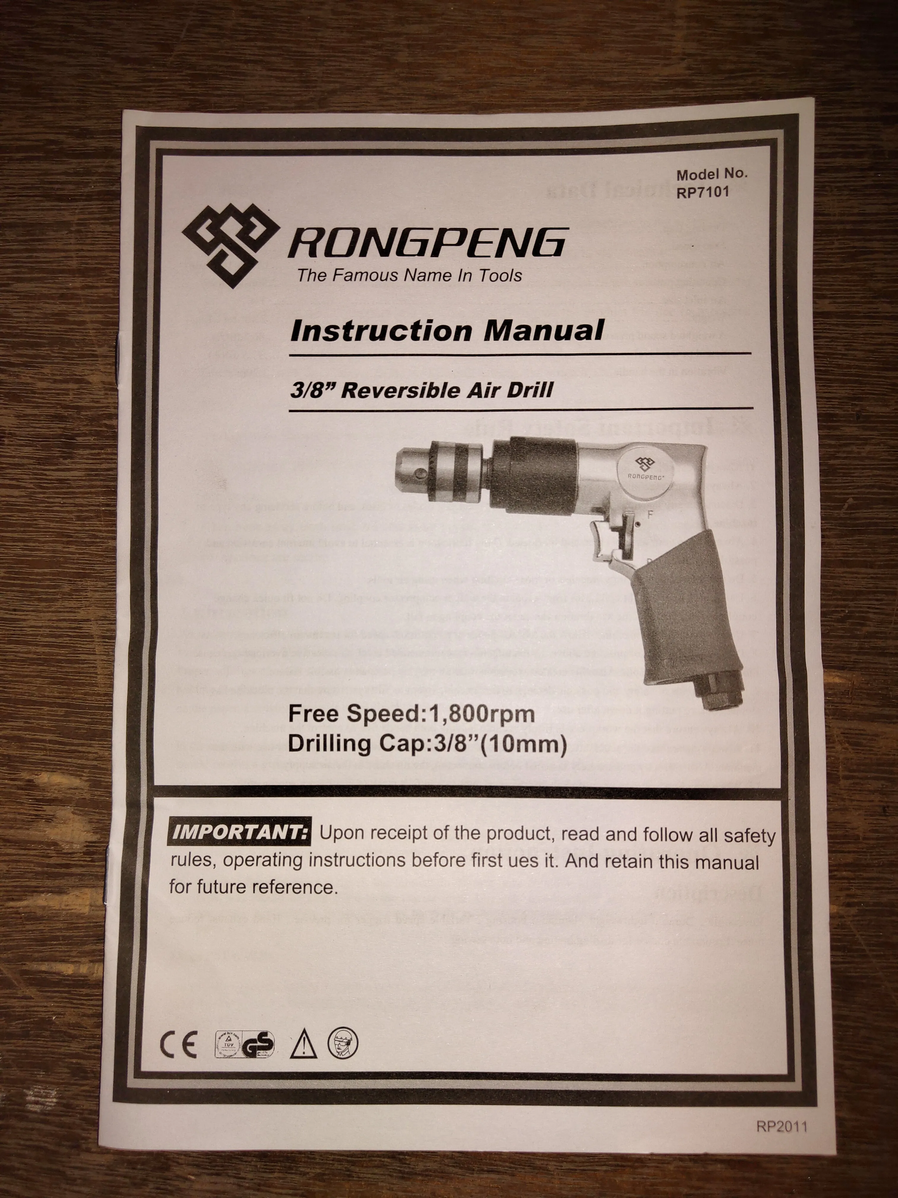 RONG PENG 3/8" Reversible Air Drill | Model : AT-RP7101