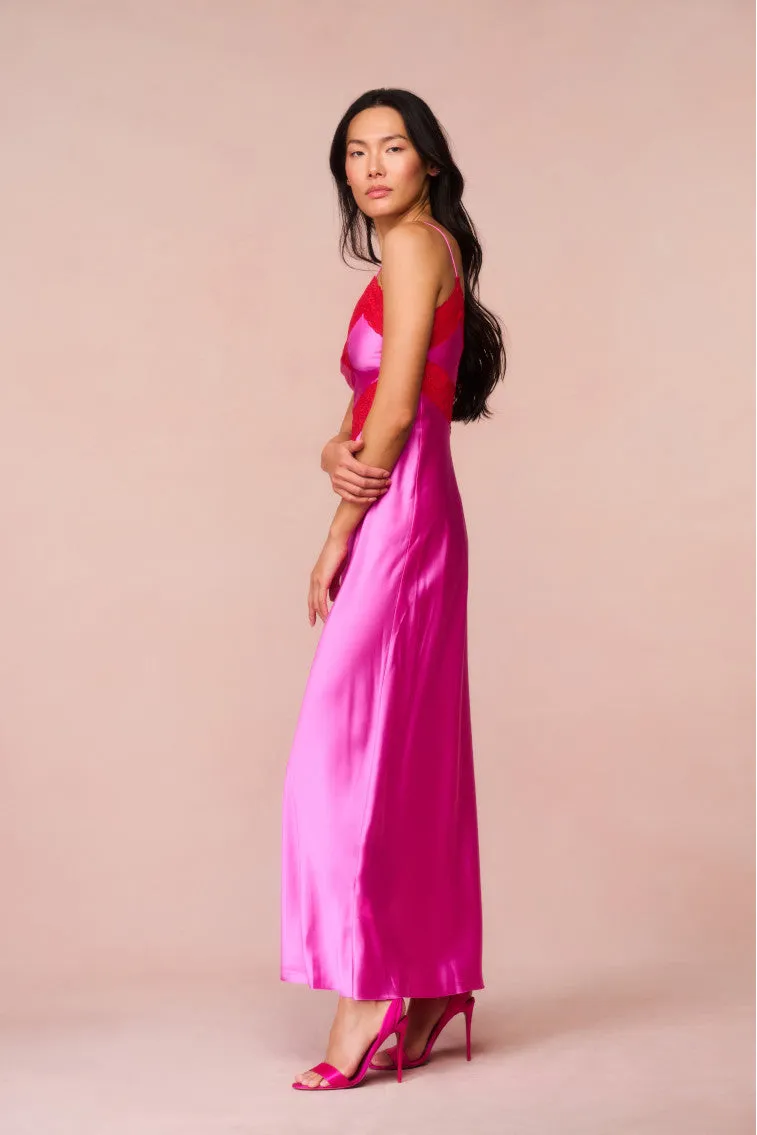 Serita Lace-Trimmed Maxi Dress - FUCHSIA