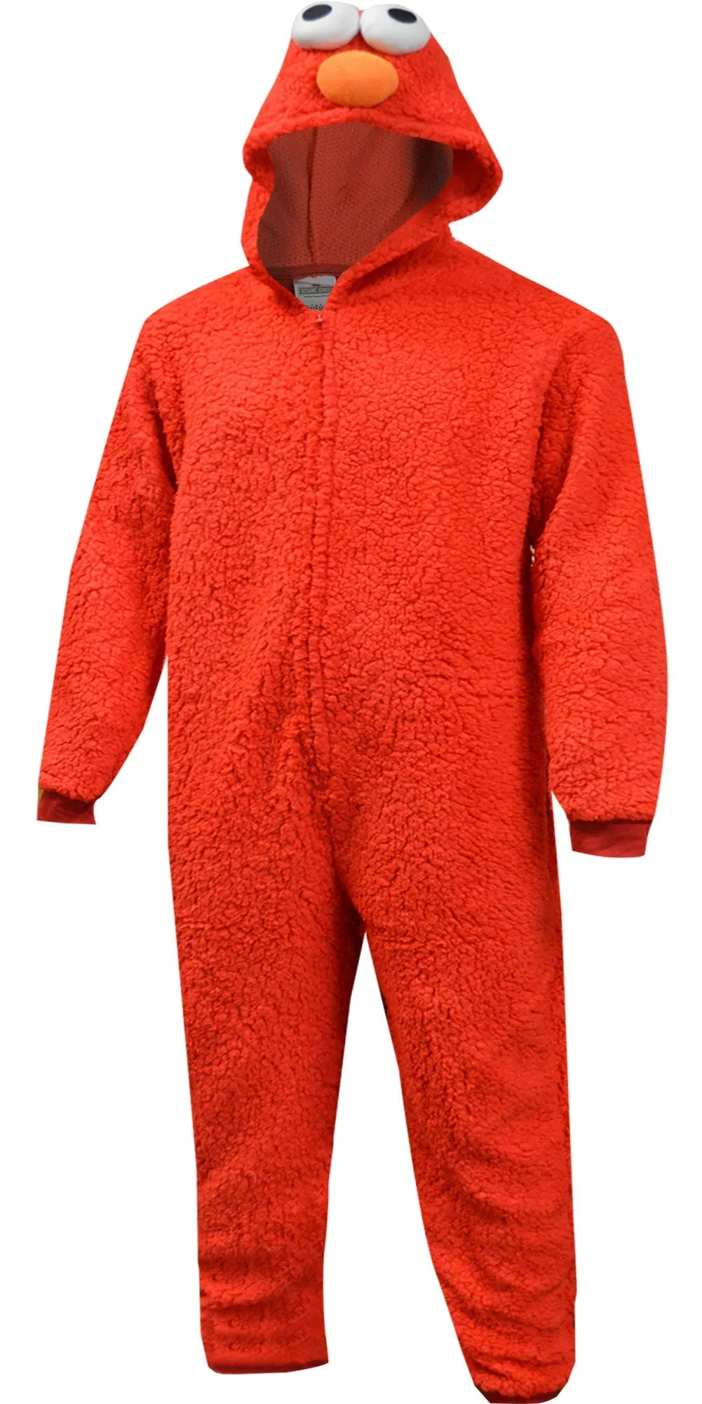 Sesame Street Elmo Plush Sherpa Hooded Onesie Adult Pajamas