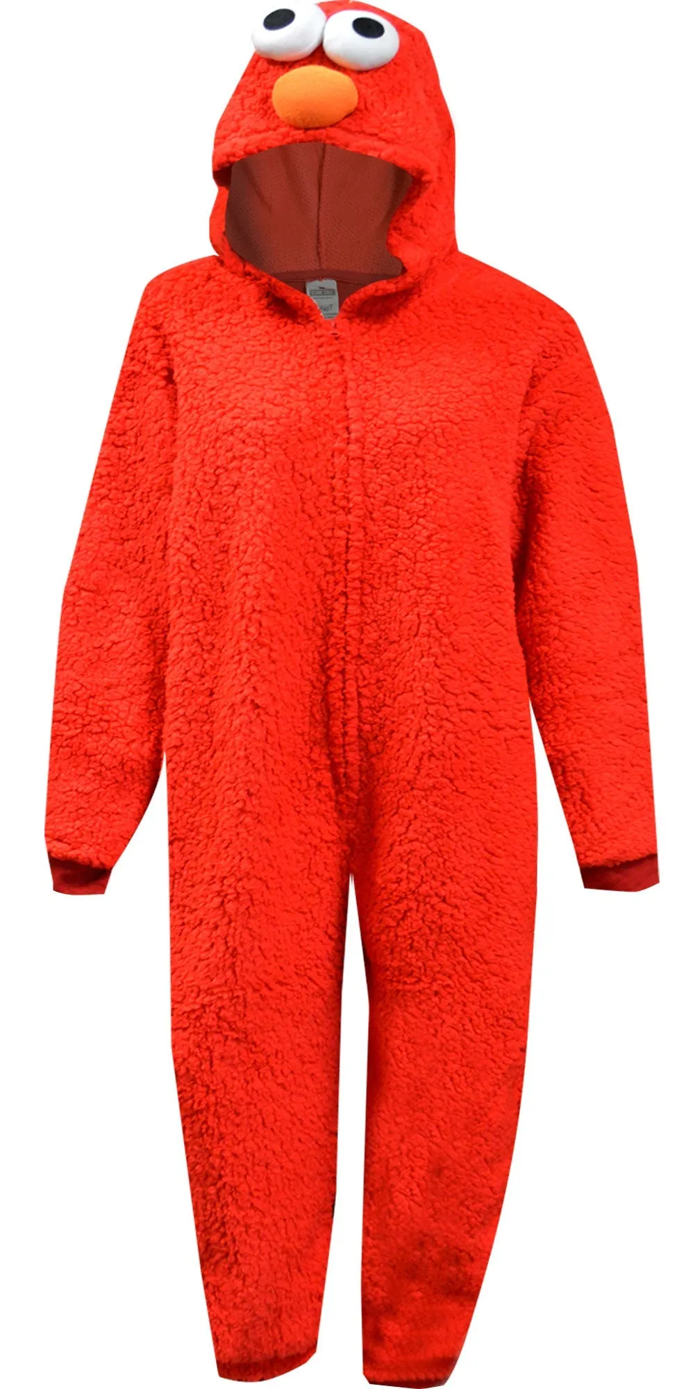 Sesame Street Elmo Plush Sherpa Hooded Onesie Adult Pajamas