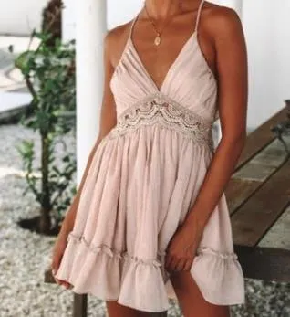 Sexy Backless Lace Slip Dress