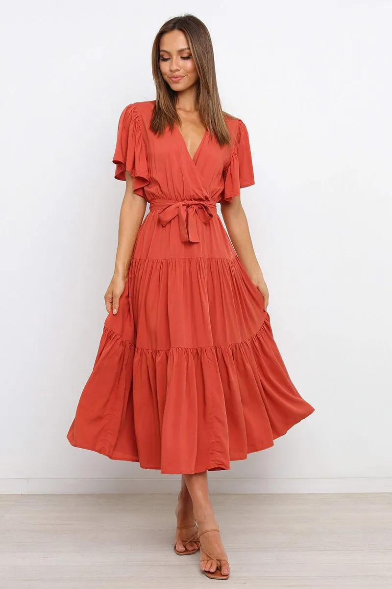 Short-sleeved big skirt dress long skirt