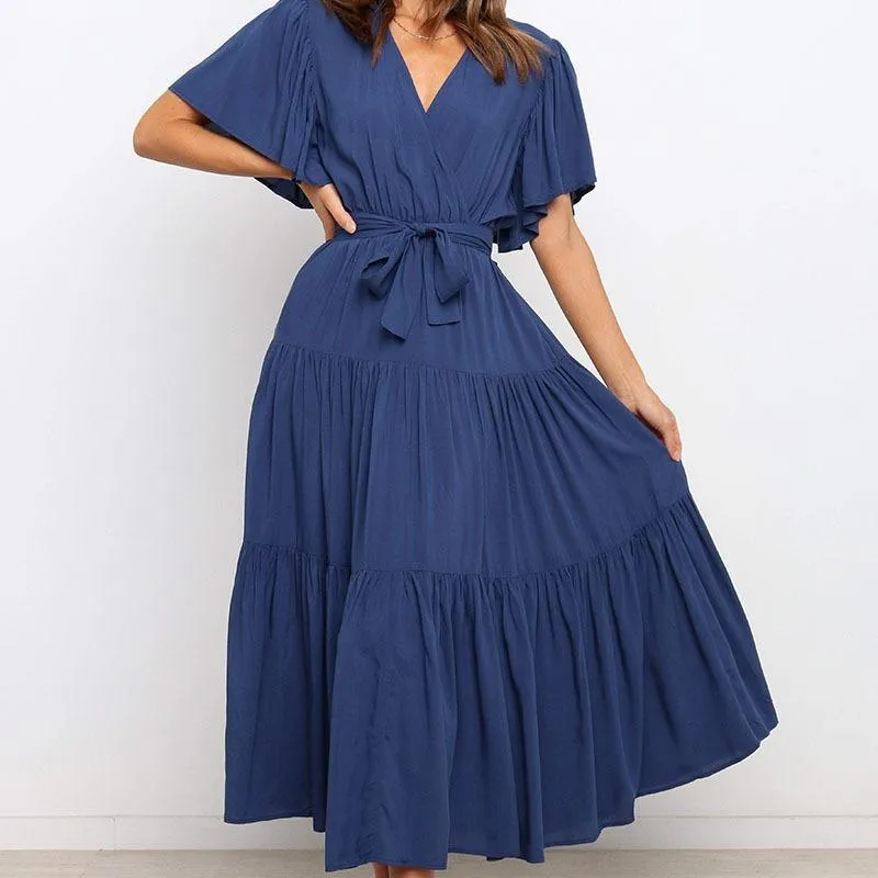 Short-sleeved big skirt dress long skirt