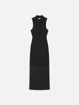 Sleeveless Mesh Mock Neck Dress -- Black