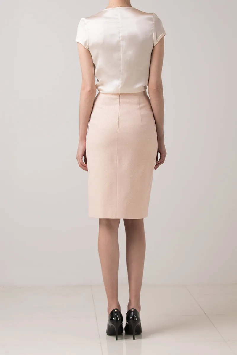 Stretch light pink pencil skirt