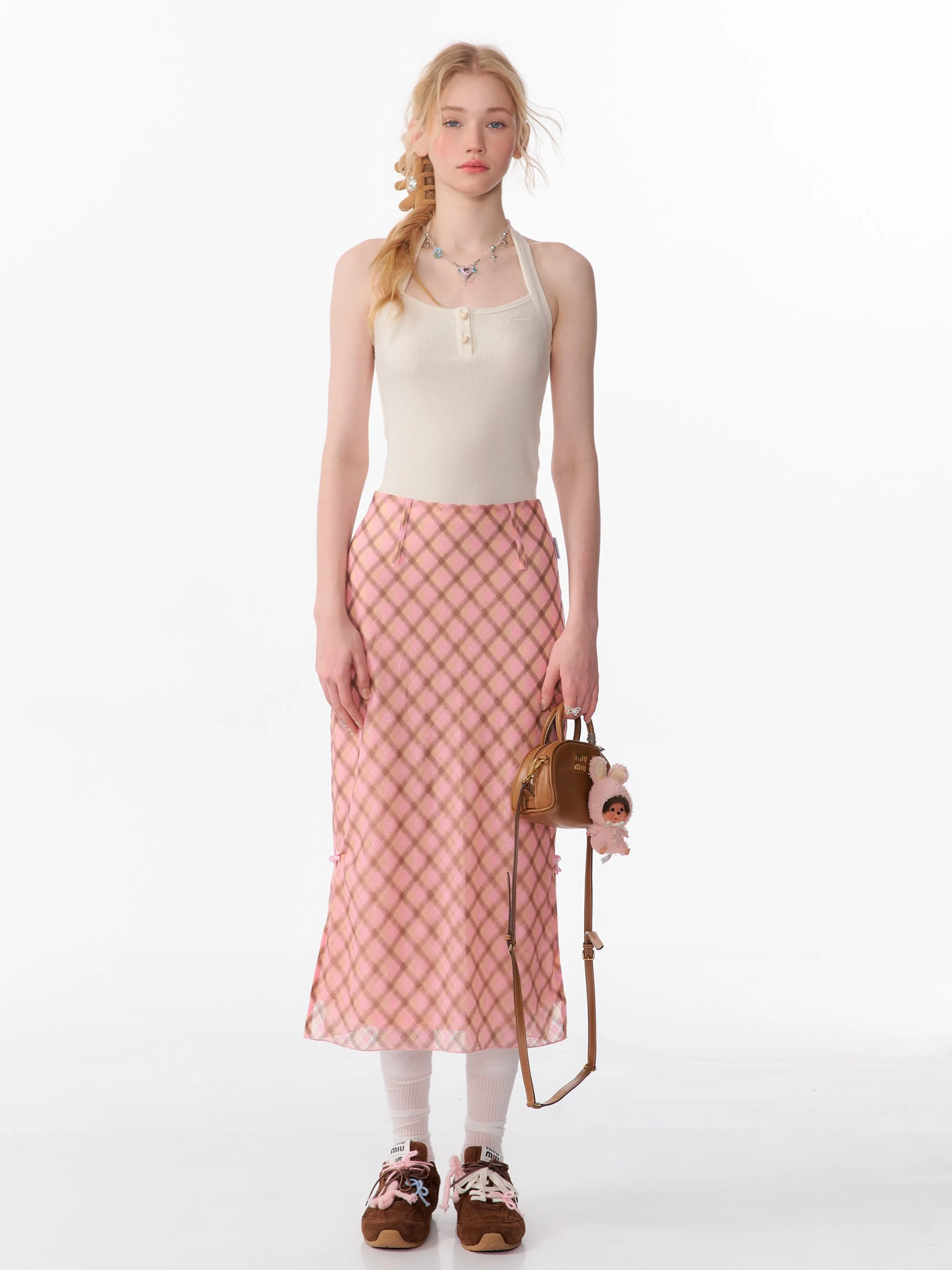 Sweet Check Midi Skirt