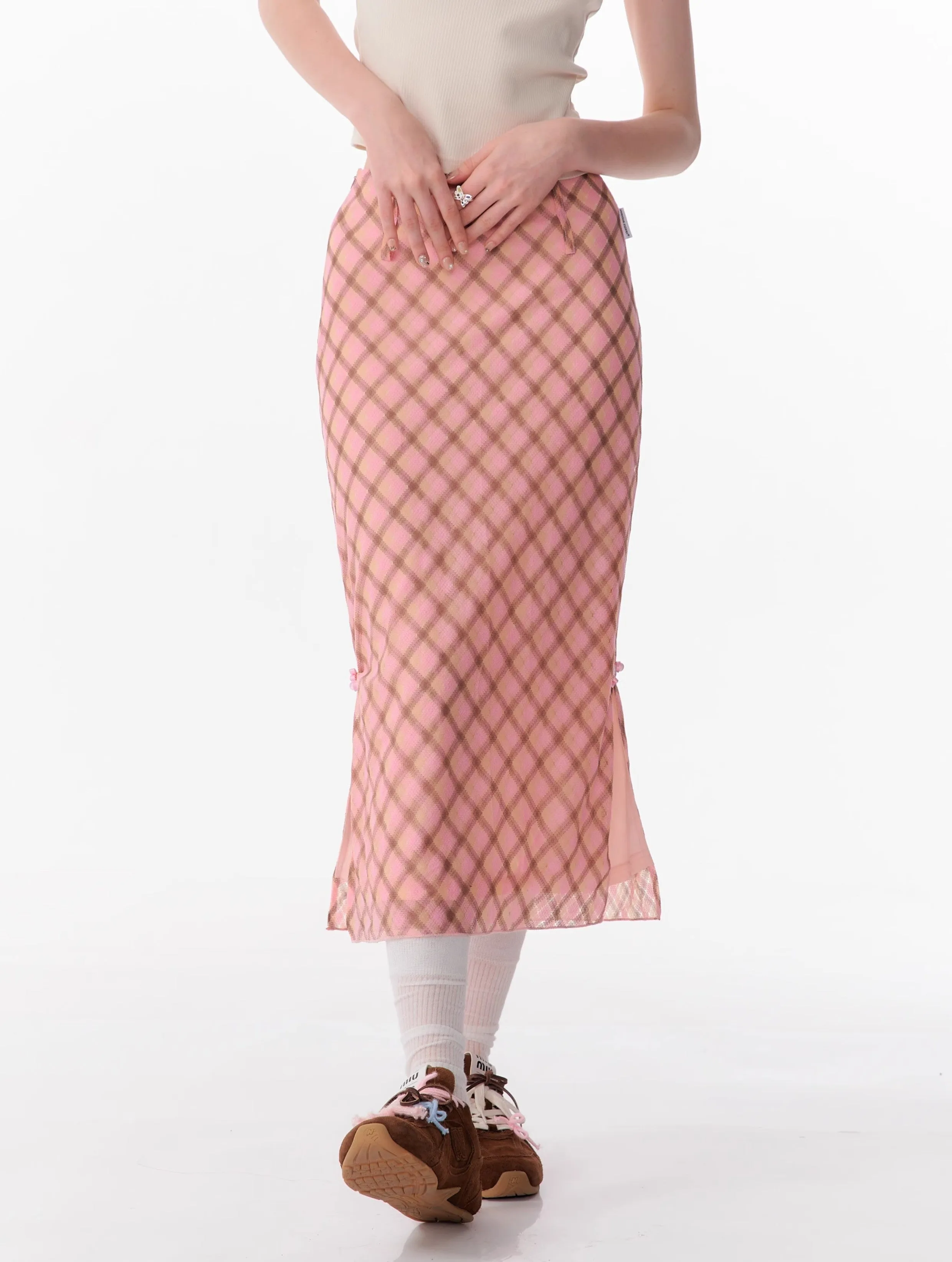 Sweet Check Midi Skirt