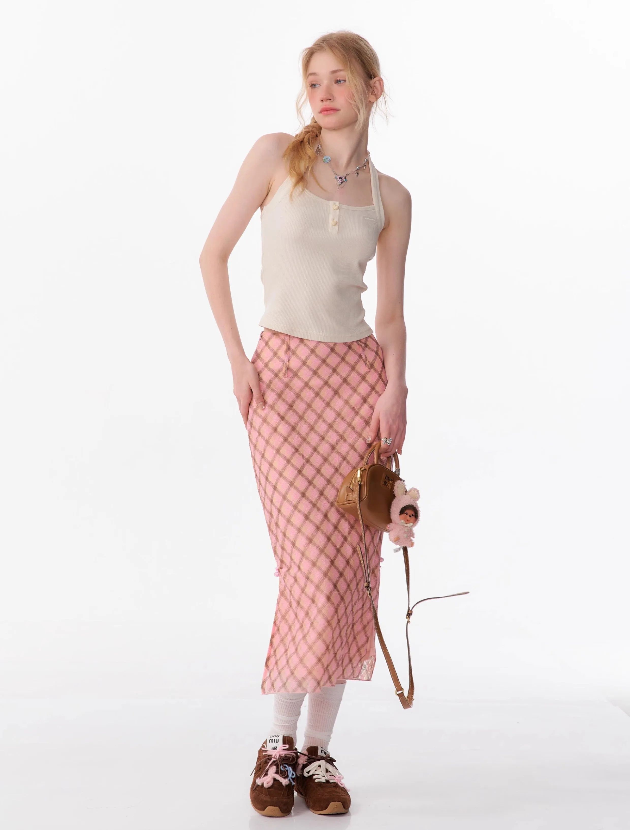 Sweet Check Midi Skirt