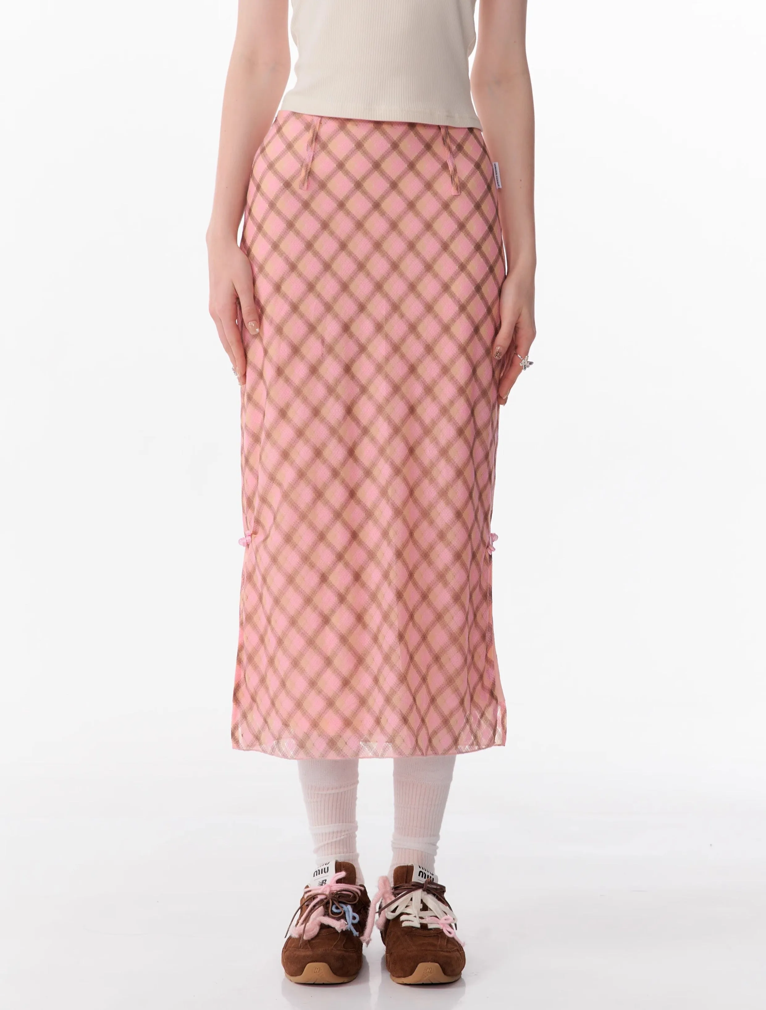 Sweet Check Midi Skirt