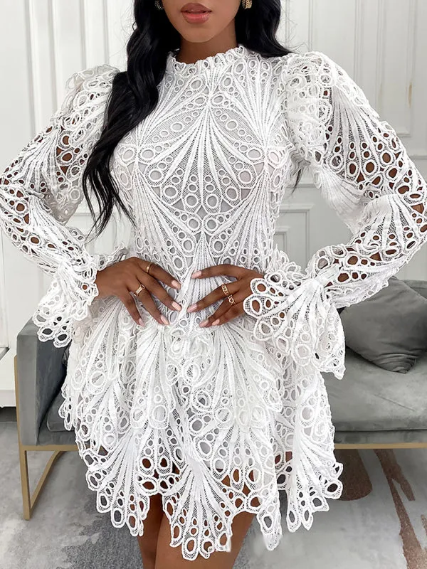 TEEK - Elegant White Lace Drip Dress