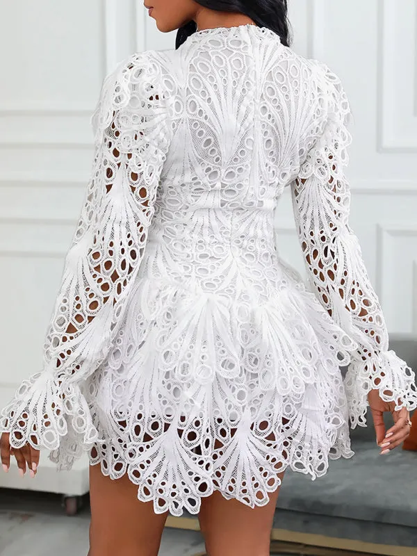 TEEK - Elegant White Lace Drip Dress