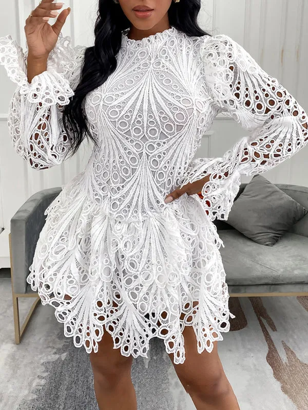 TEEK - Elegant White Lace Drip Dress