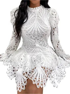 TEEK - Elegant White Lace Drip Dress