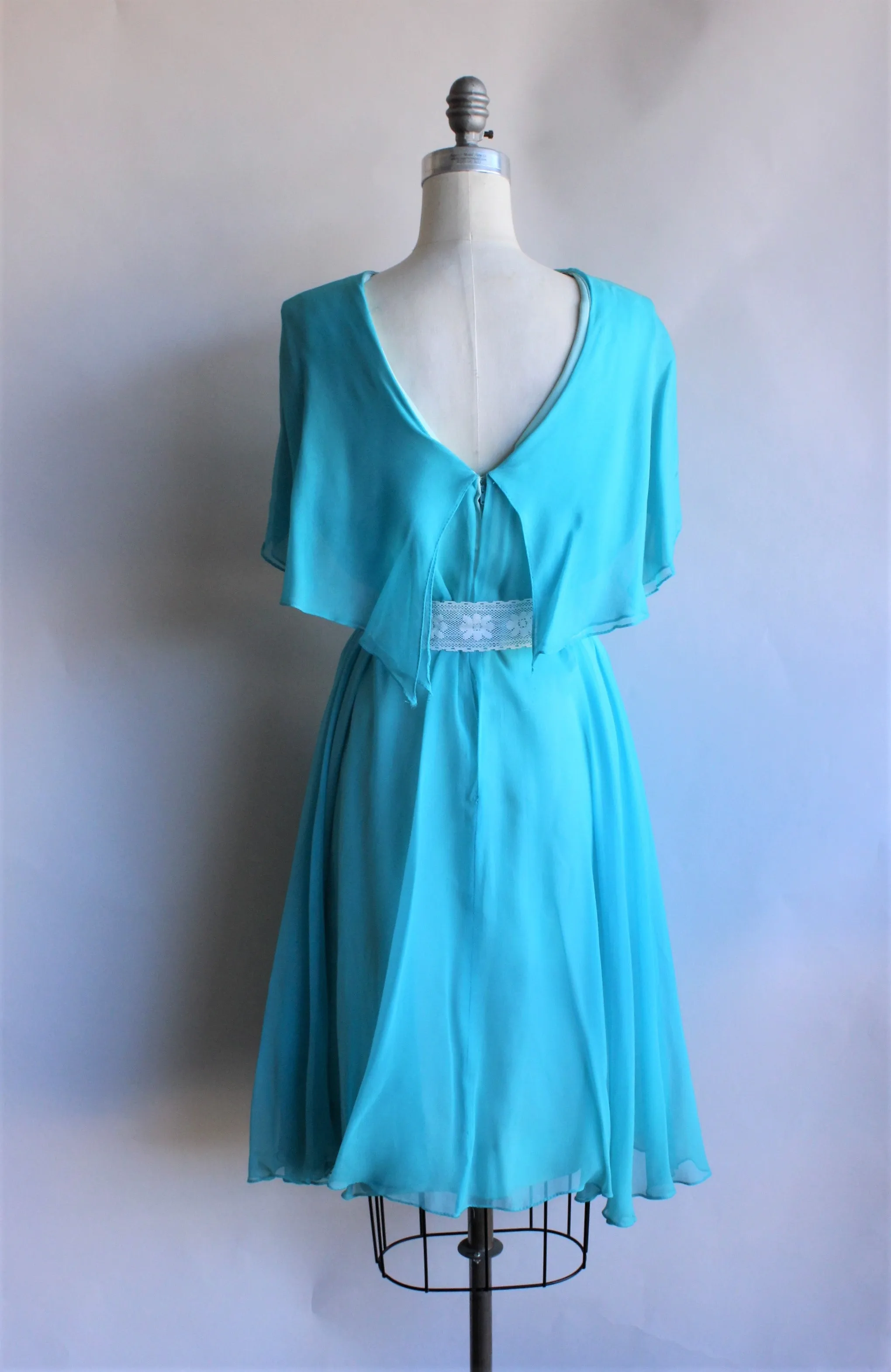 Vintage 1960s Carol Craig Teal Chiffon Grecian Dress