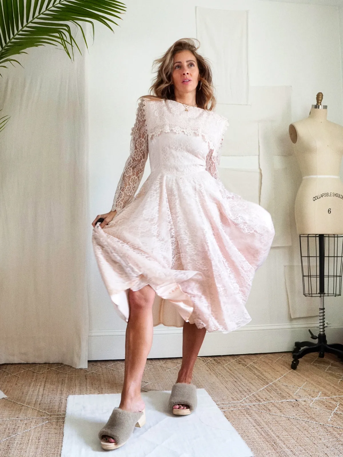 Vintage Pink Lace Gunne Sax Dress