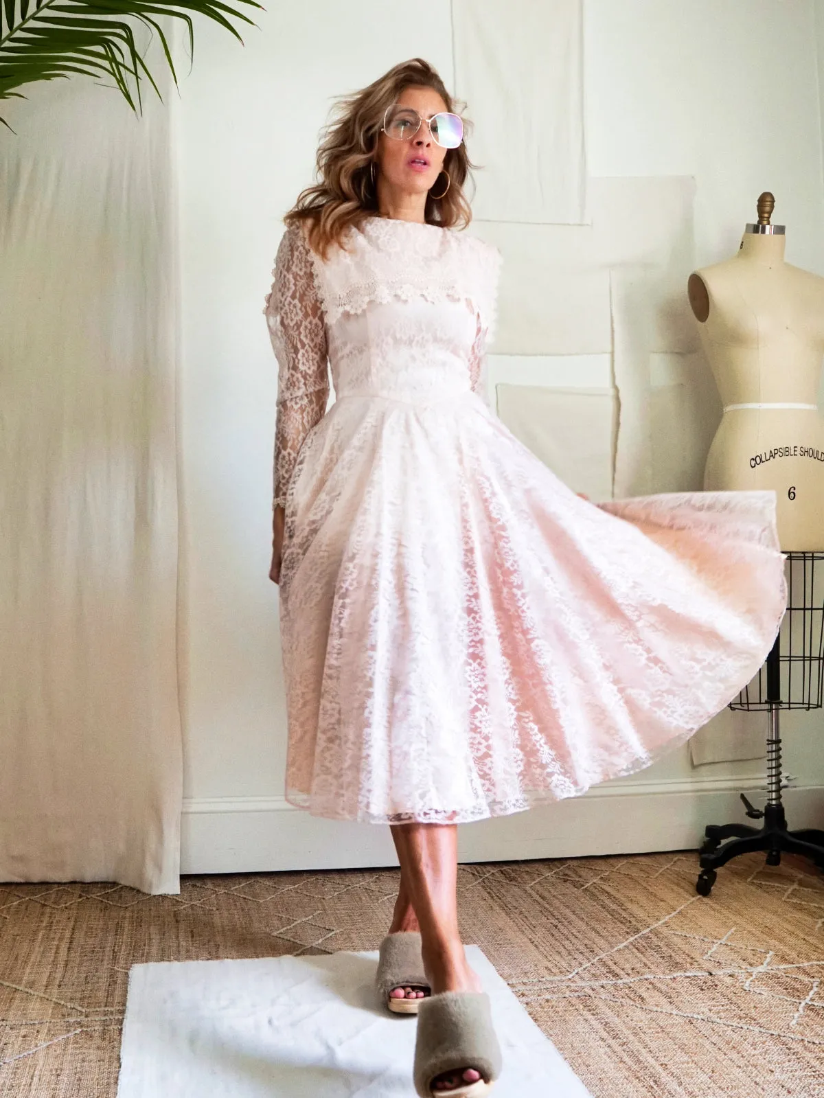 Vintage Pink Lace Gunne Sax Dress