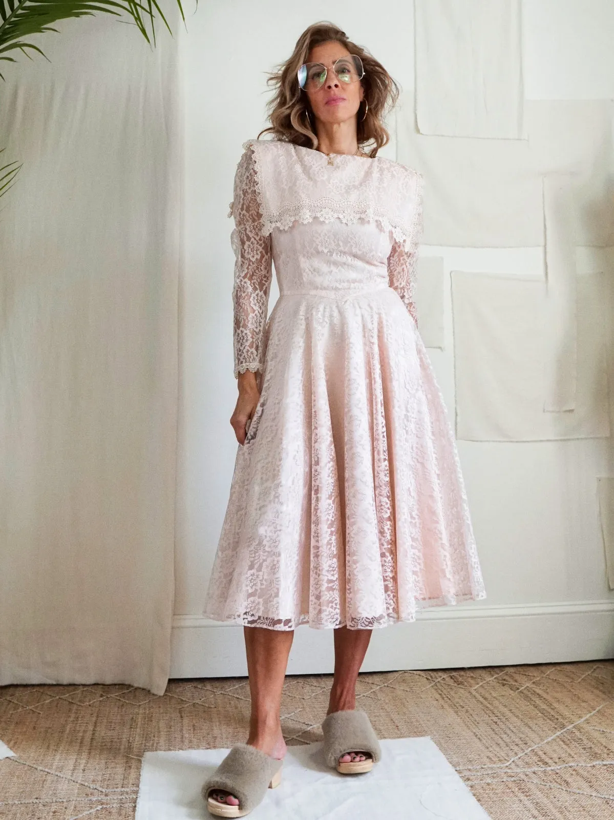 Vintage Pink Lace Gunne Sax Dress