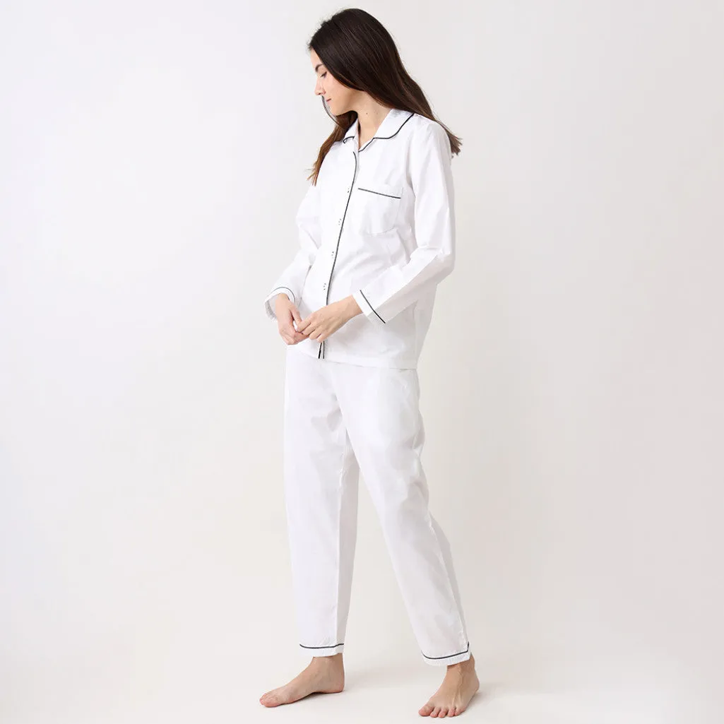 Women Classic White Pajama Set